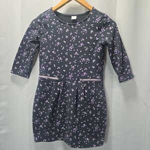 Gymboree Girls 12 Sweater Dress Dark Gray Purple Silver Dots Zipper Pkts Half Sl
